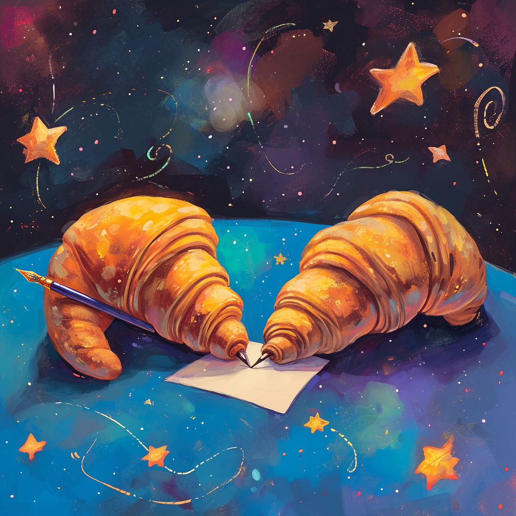 Croissant and Chocolate Croissant Signing Peace Treaty