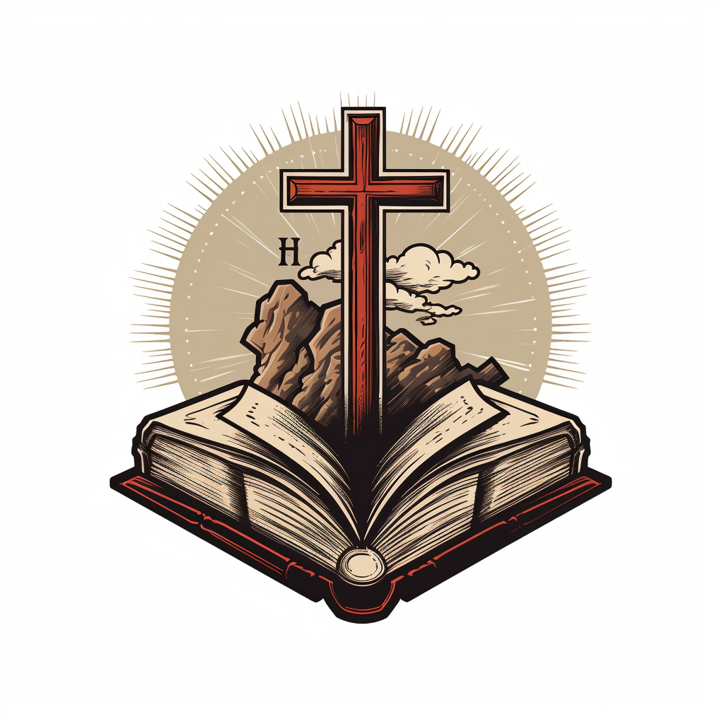 Logo featuring a big cross and Bible