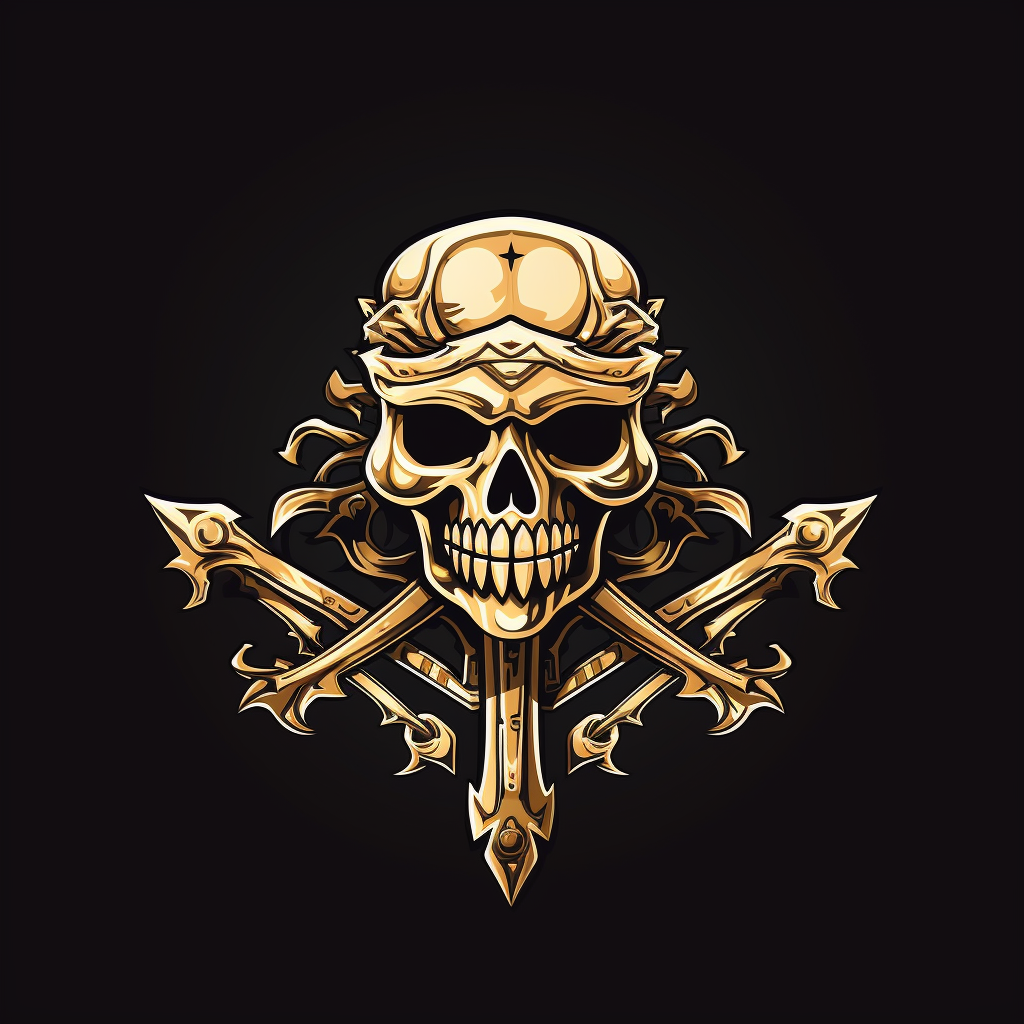 Black and Gold Crossbones Battle Axe Logo