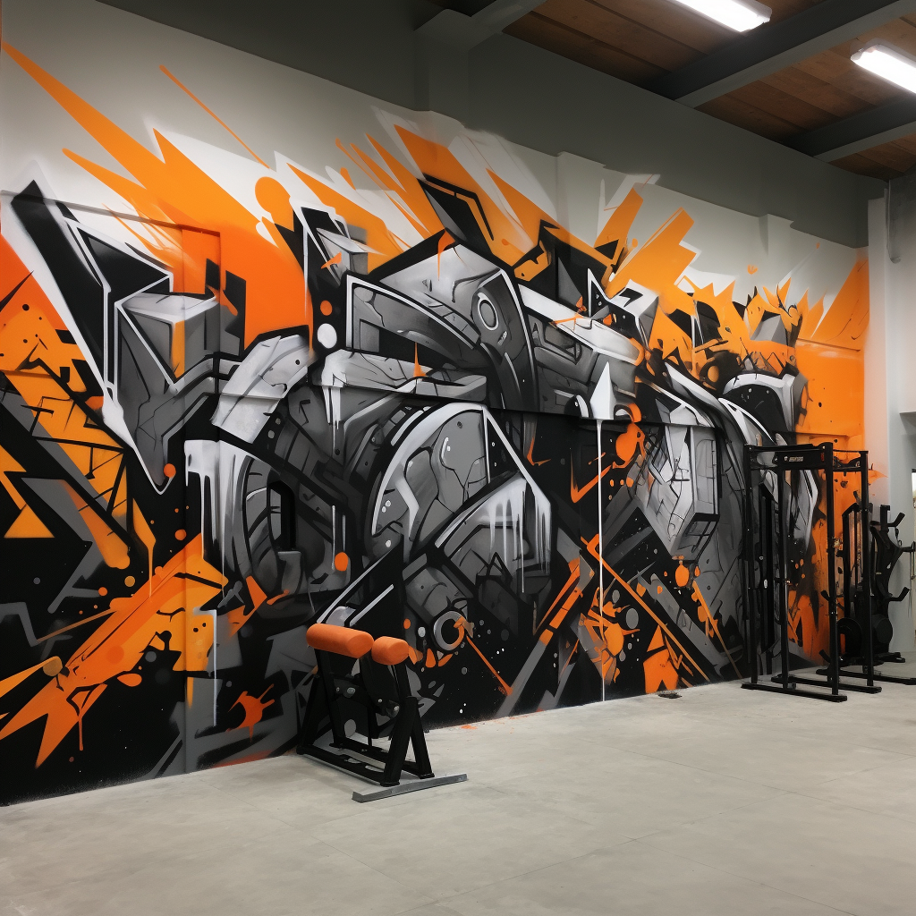 Colorful CrossFit gym graffiti wall