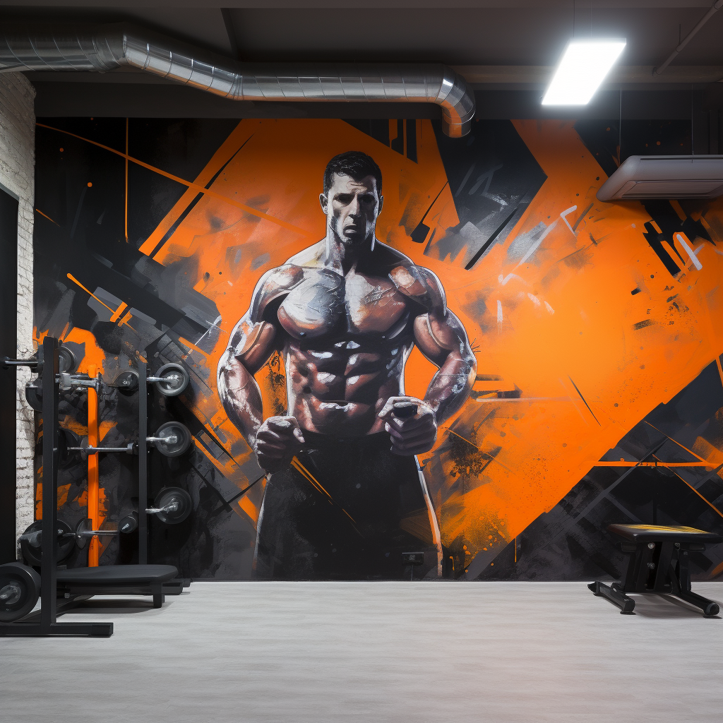 A picture of a gym wall with crossfit and weightlifting theme