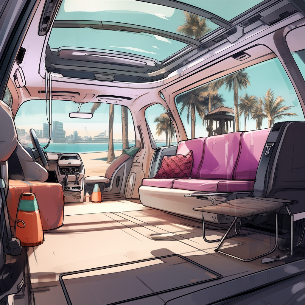 Crossover Vehicle Interior with Hammock Seats