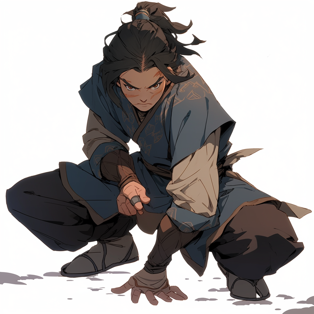 Male character in crouched fighting stance