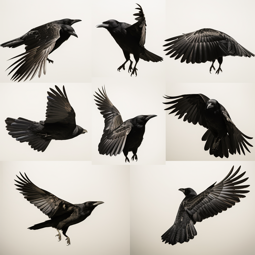 Crow in flight animation cycle