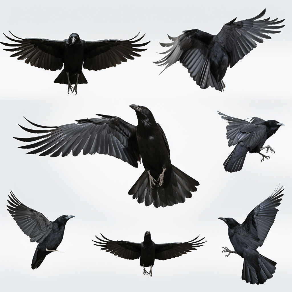 Crow in Flight with Beautiful Wings