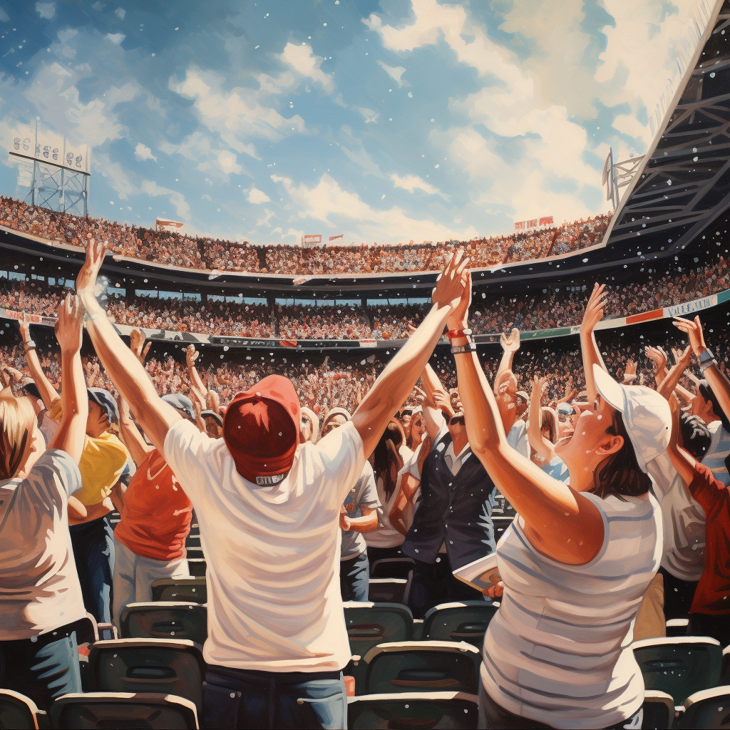 Vibrant crowd celebrating baseball success