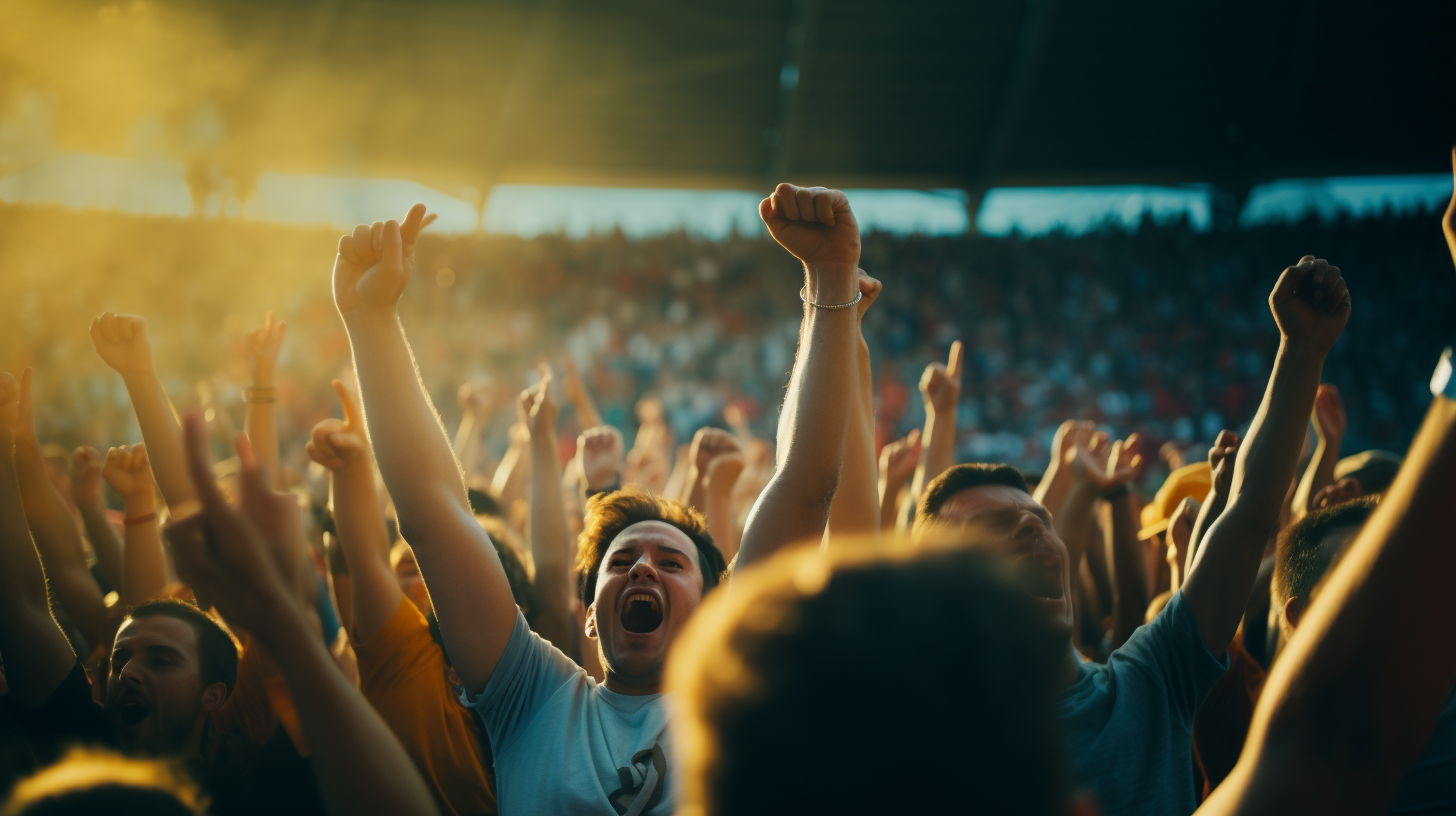 Closeup of Crowd Cheering in Stadium