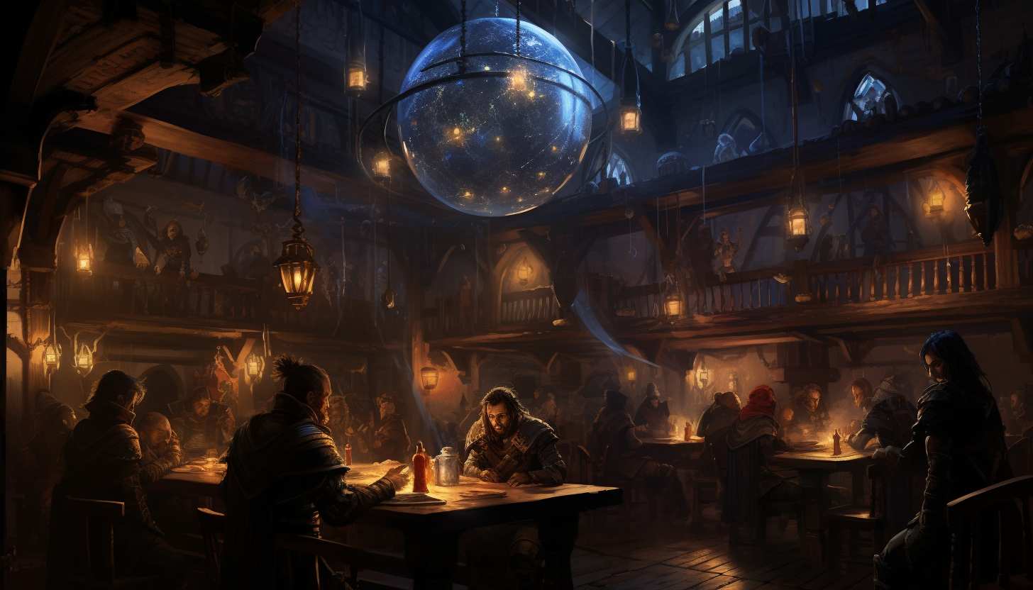 Crowded D&D Tavern Orb Stand Light