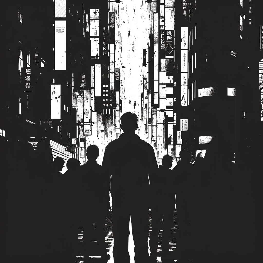 man on street silhouette