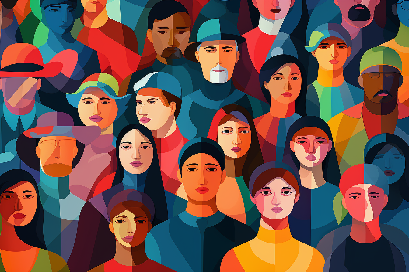 Colorful crowd of people