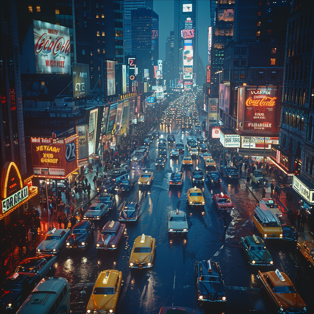 Crowds Night Time Square