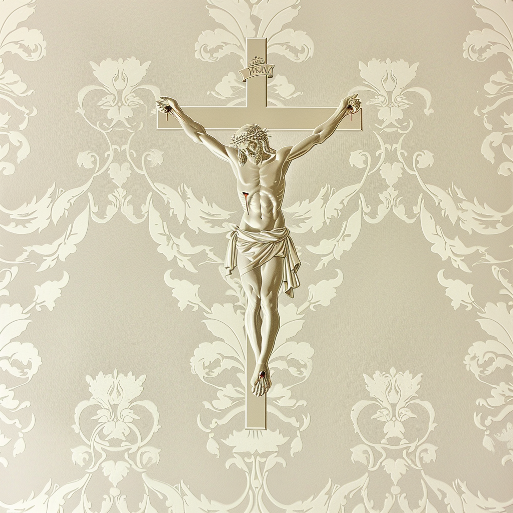 Clean modern crucifix wallpaper pattern