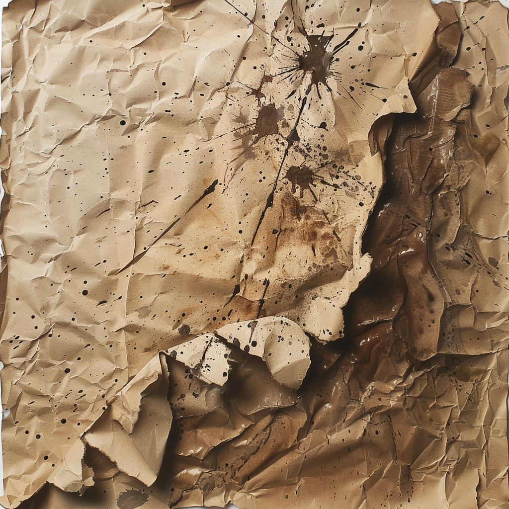 Crumpled paper with mud splashing