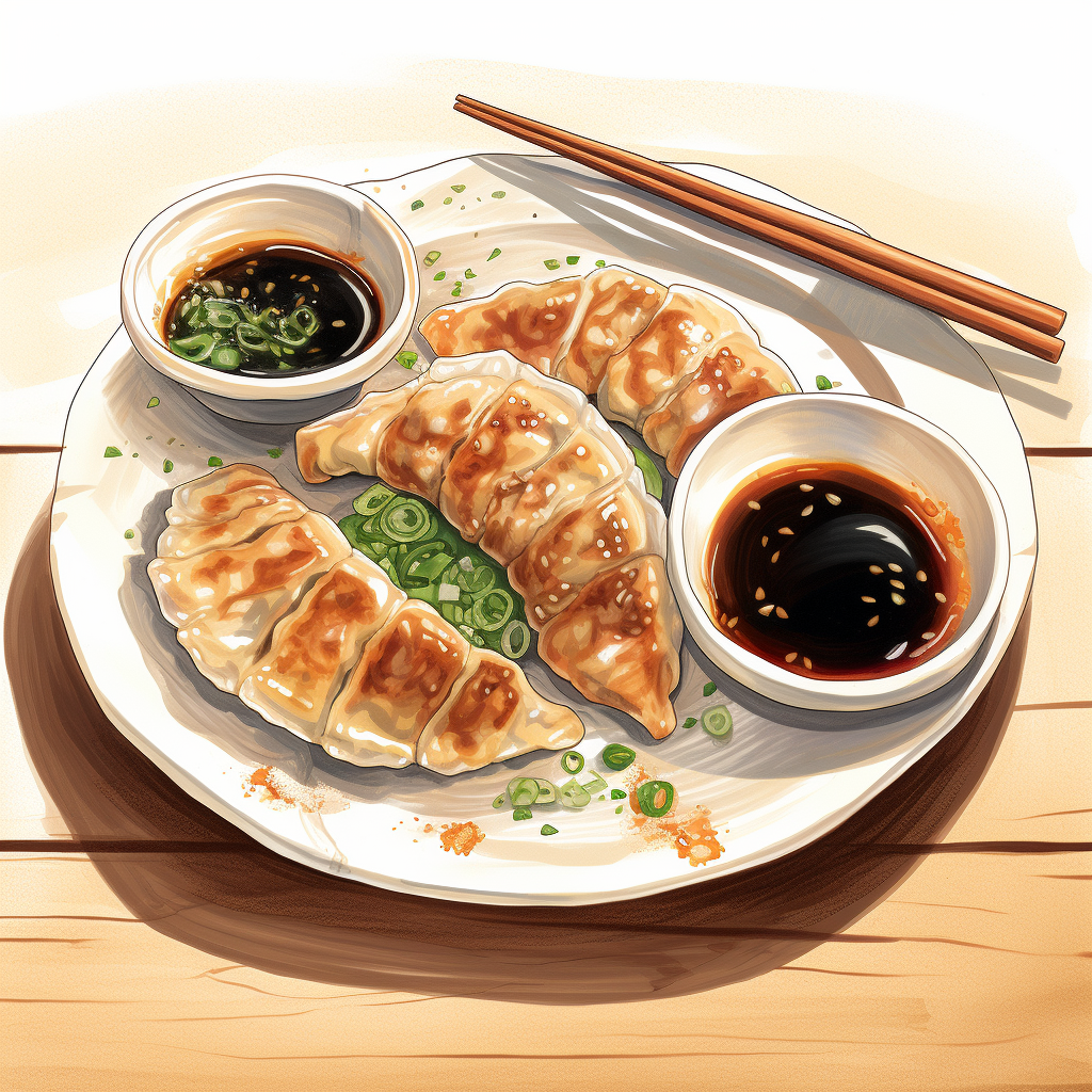 Plate of Crunchy Gyoza with Sauce