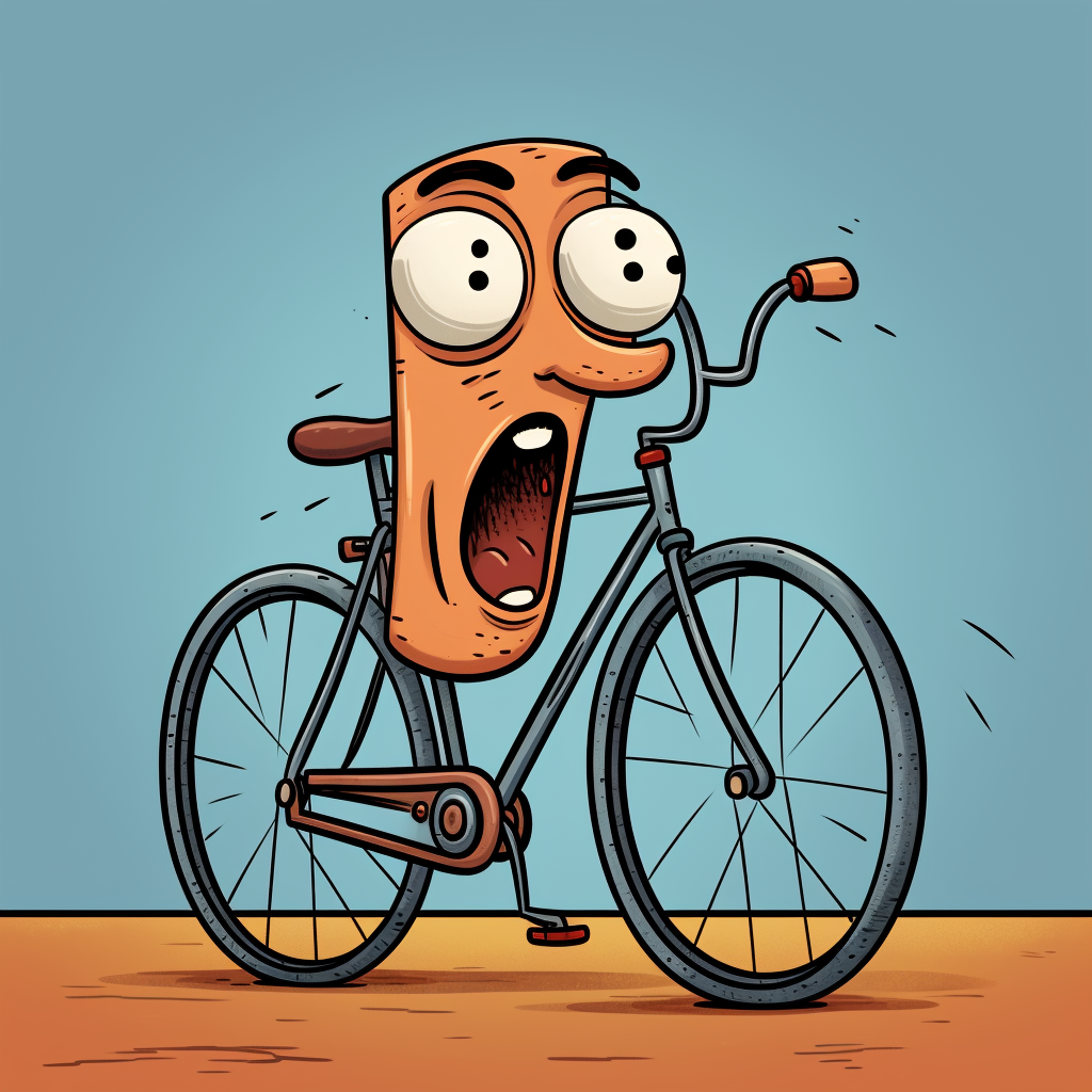 Cartoon image of a crying bicycle