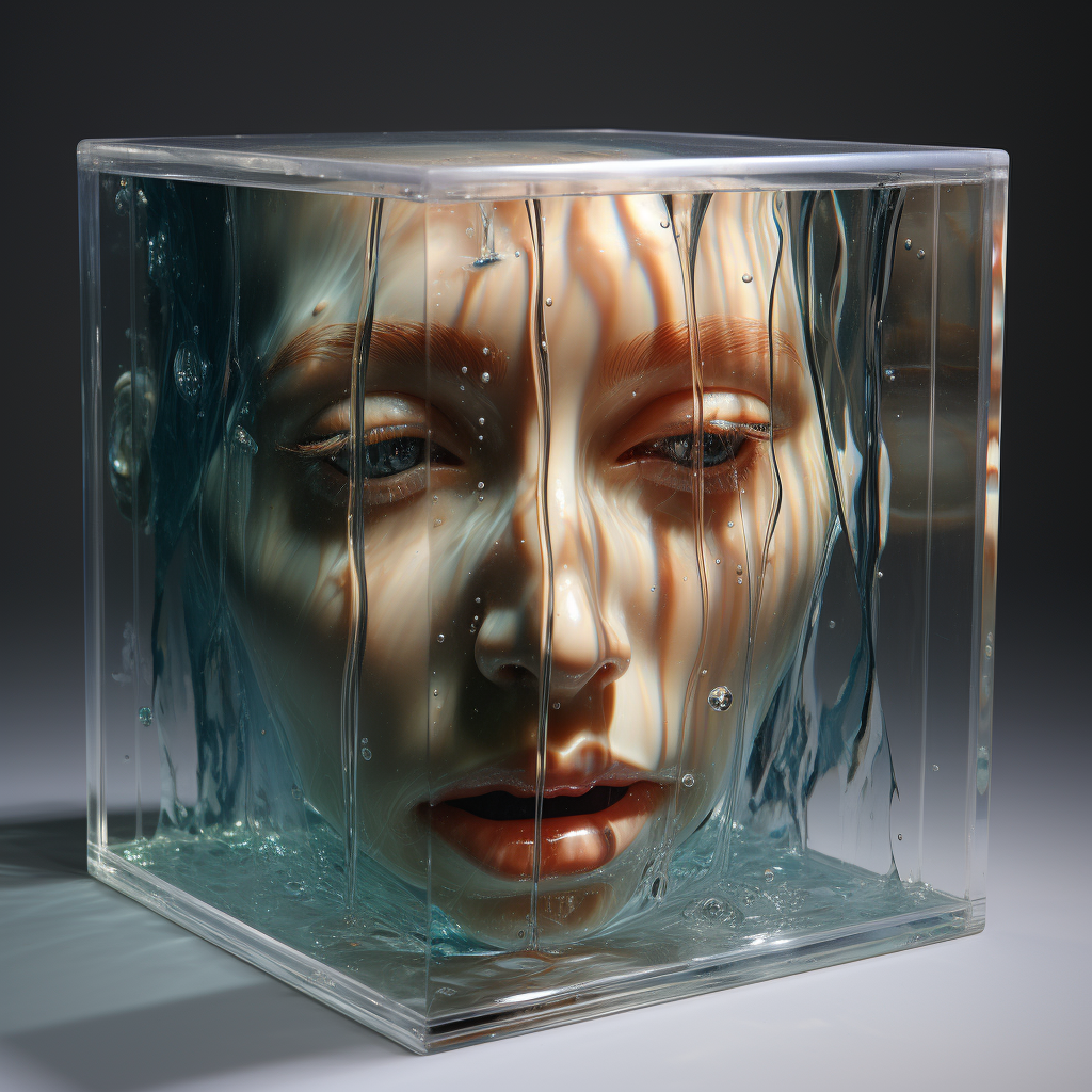 Image of a Transparent 3D Box with Uncontrollable Tears