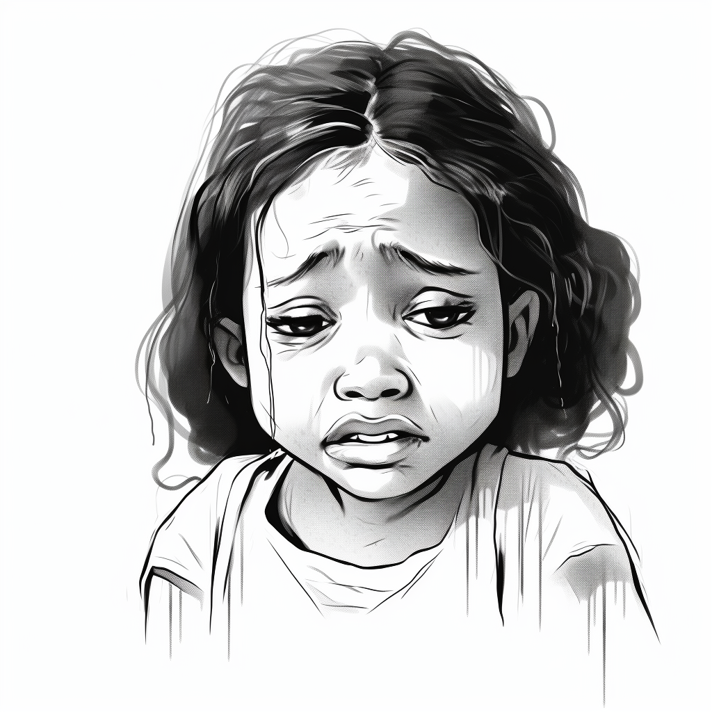 Crying little girl illustration