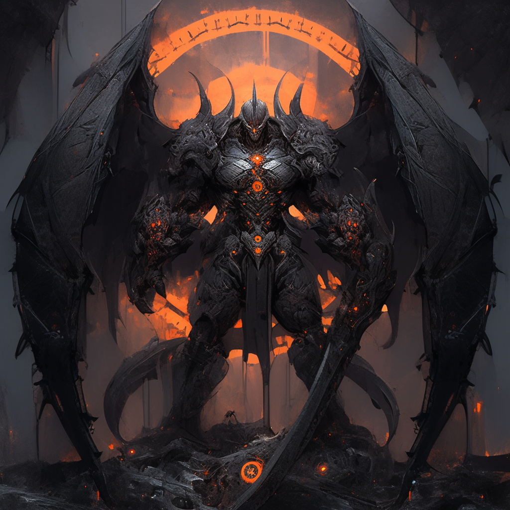 Grimdark aetherpunk cryptid champion artwork