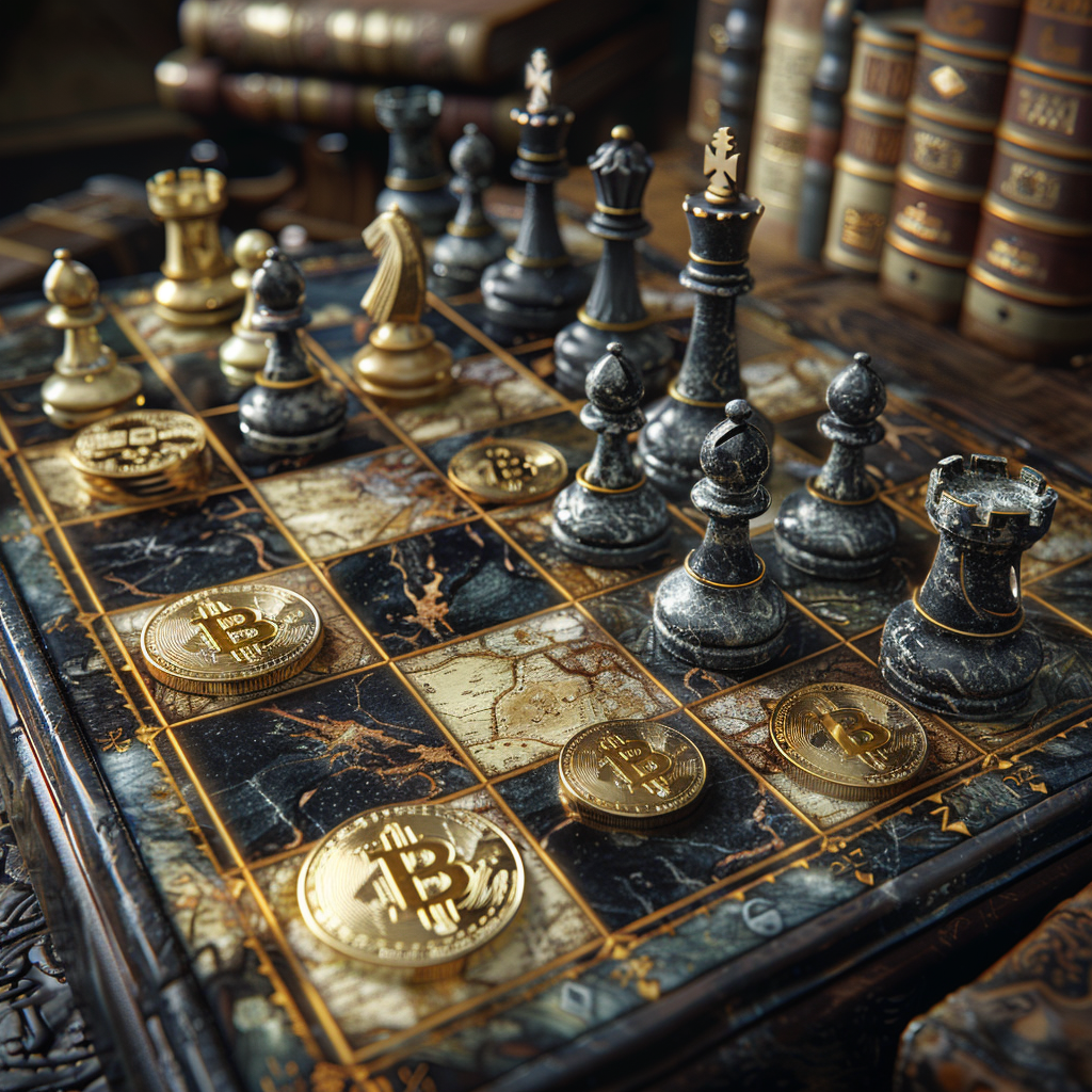 Hyperrealistic Cryptocurrency Chess Board