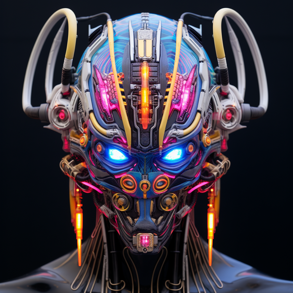 Colorful Cryptopunk Avatar in Future Mecha with LED Text