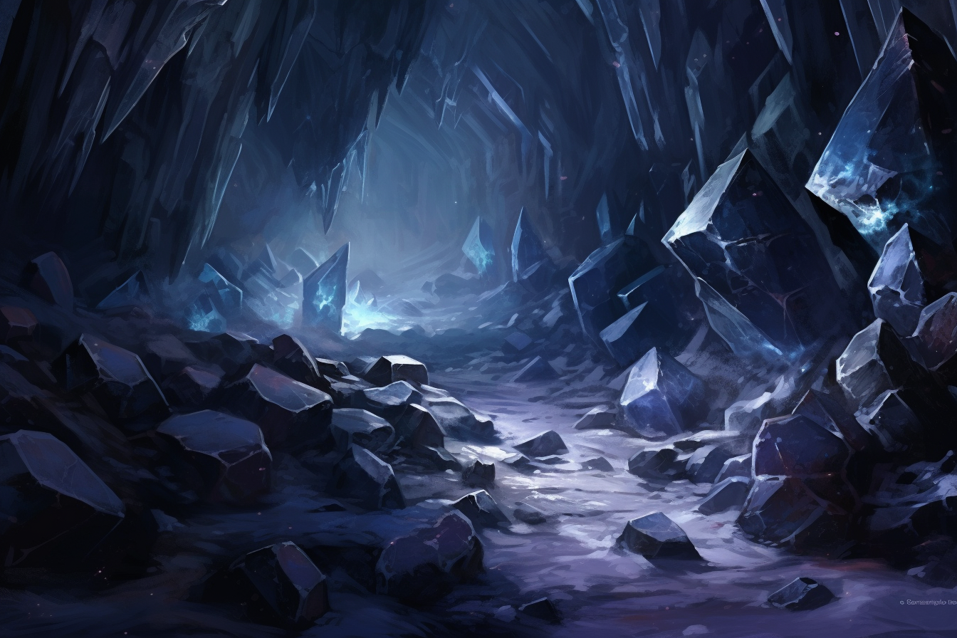 Crystal shards in snow path underground