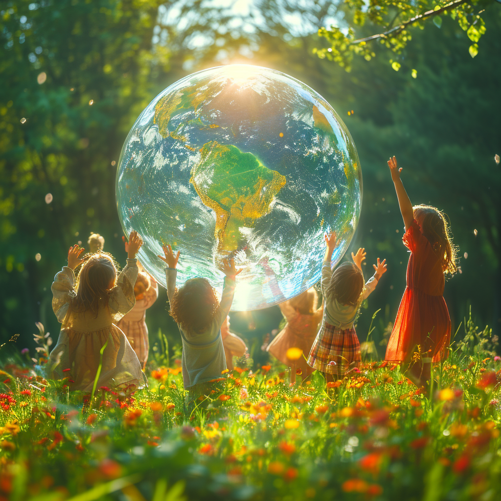 Crystal sphere with Earth inside