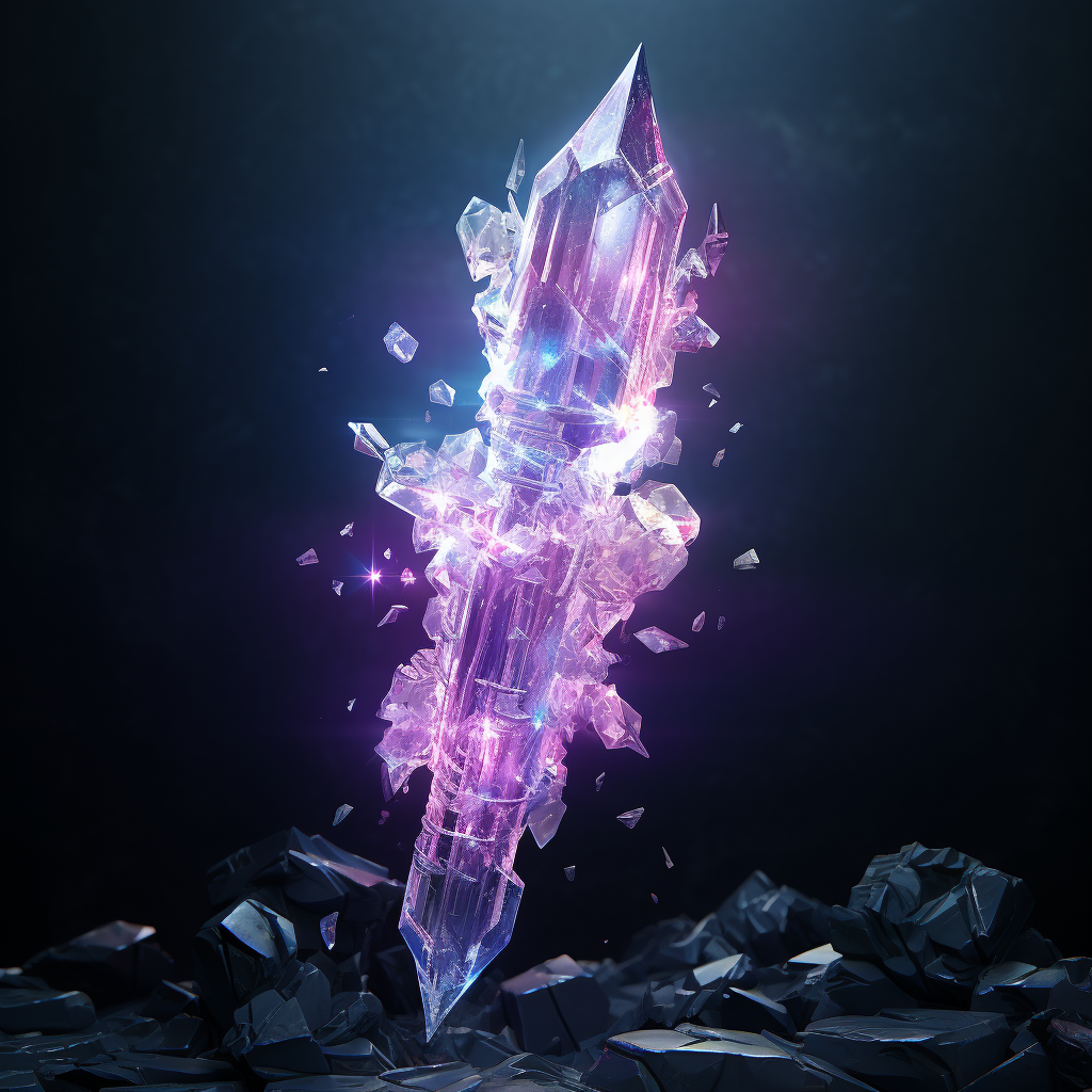 Shattered crystal staff in pieces