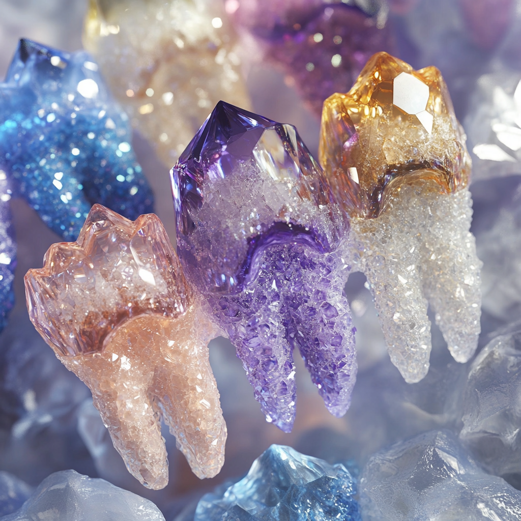 Colorful crystal teeth sparkle magic