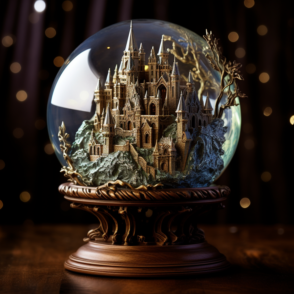 Detailed crystal orb with fantasy kingdom