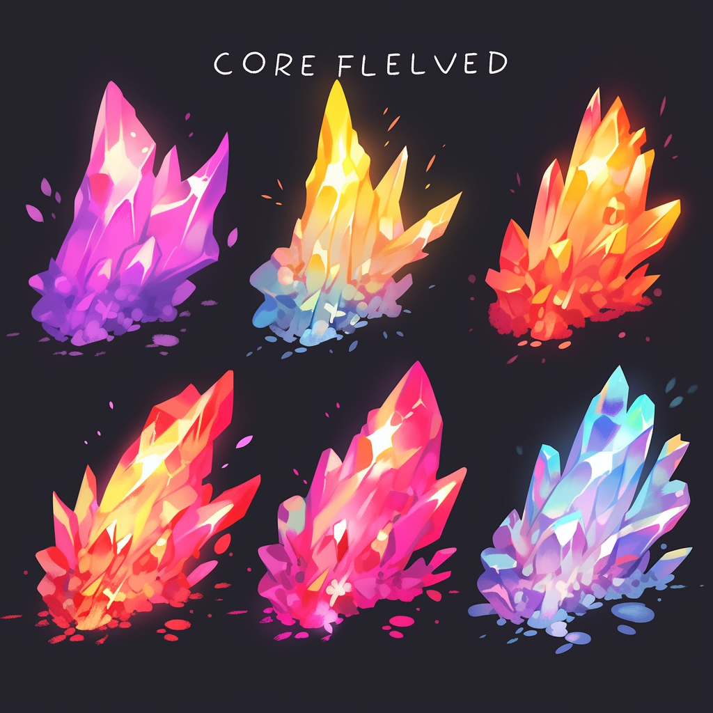 Crystalized fire in neon colors