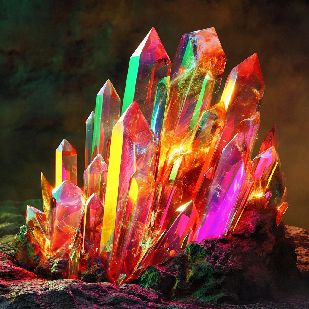 Crystalized Fire Sharp Crystals Neon Fire Colors