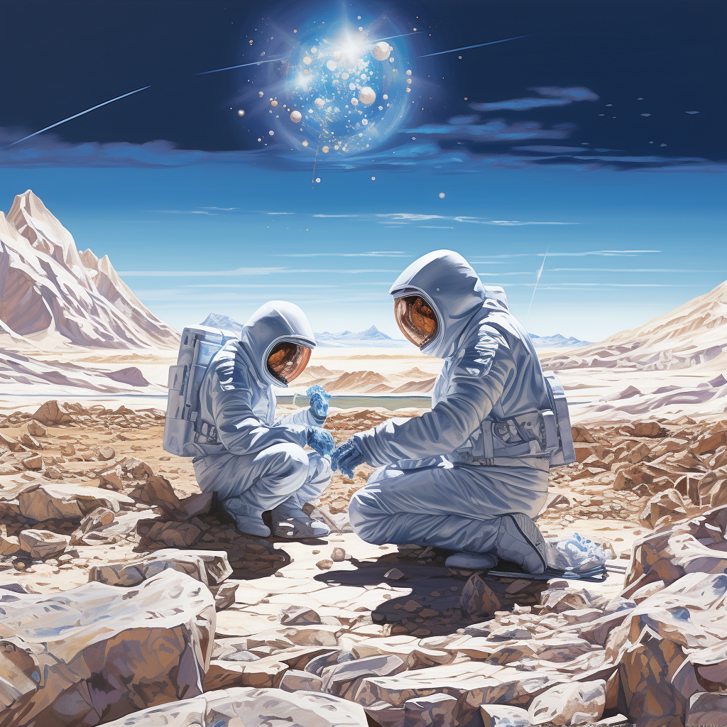 Father and Son Exploring Astralor's Crystalline Deserts