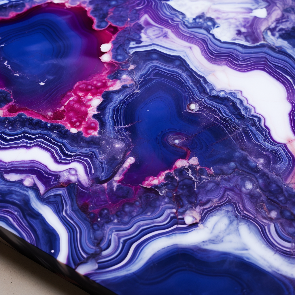 Crystalline slab with magenta swirls