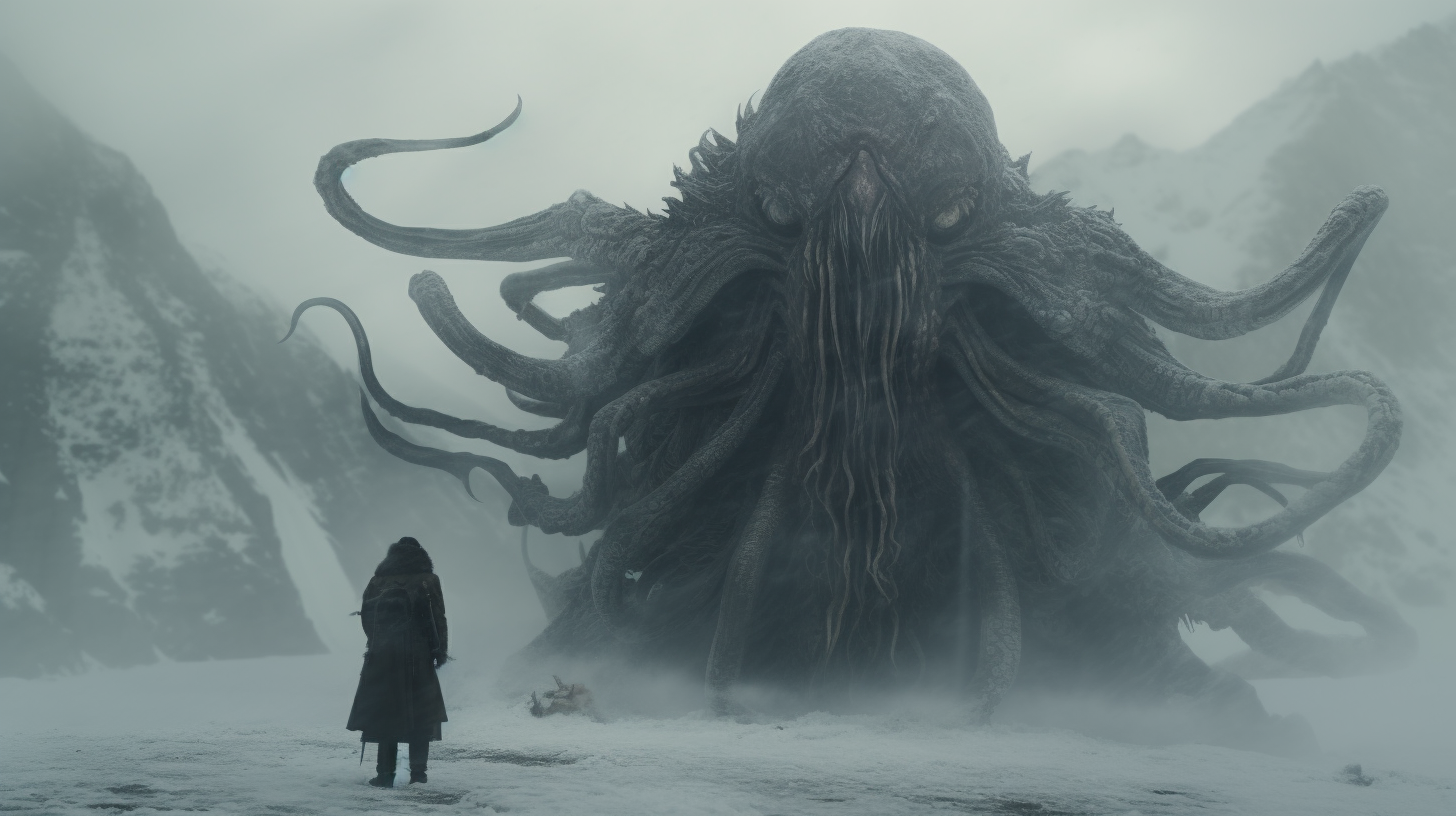 Cthulhu Monster Tentacles in Snow and Fog