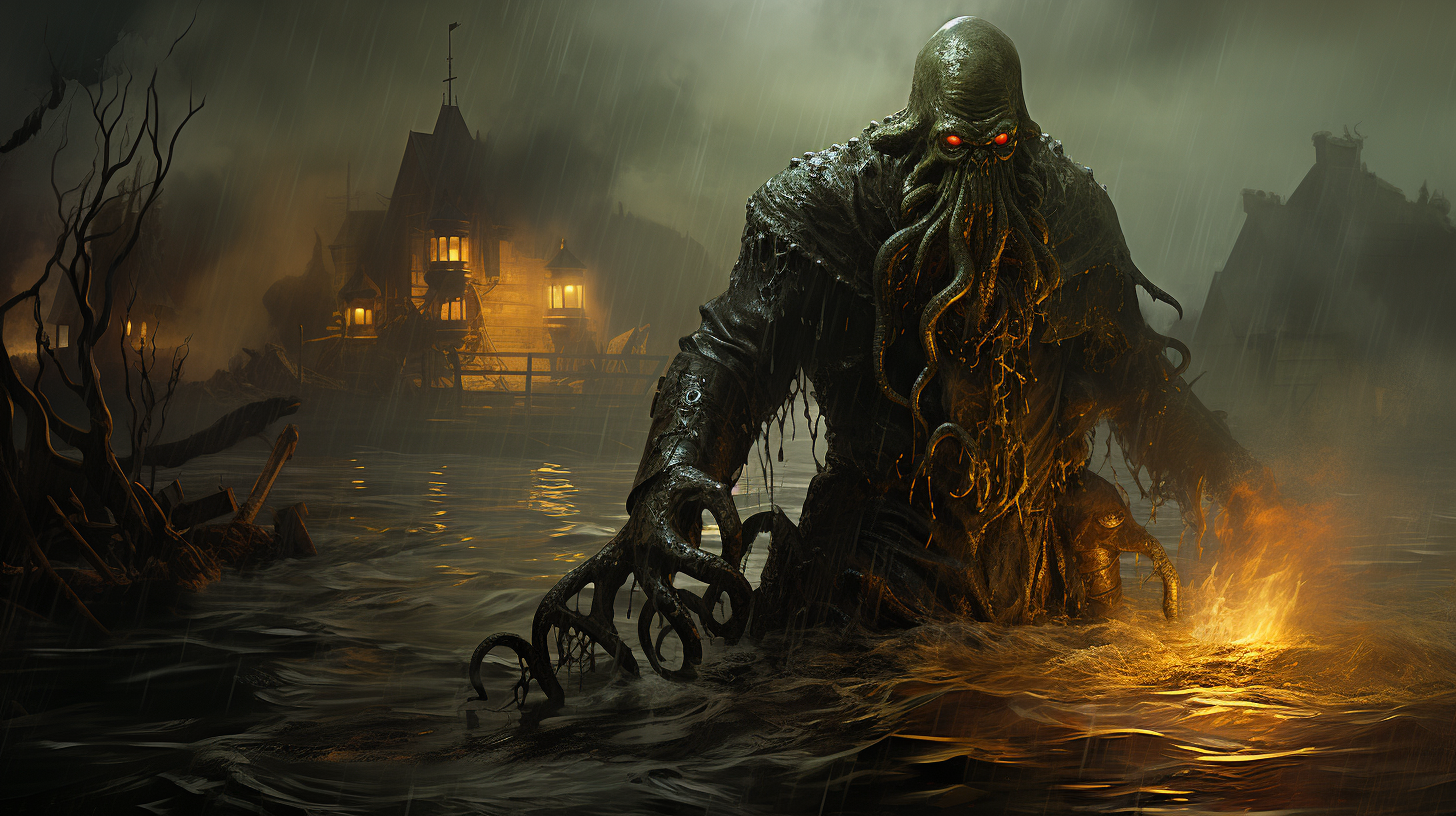 Image depicting Cthulhu in Viktor Vasnetsov style