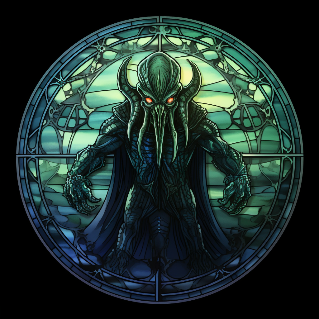 Stained glass-style Cthulhu artwork