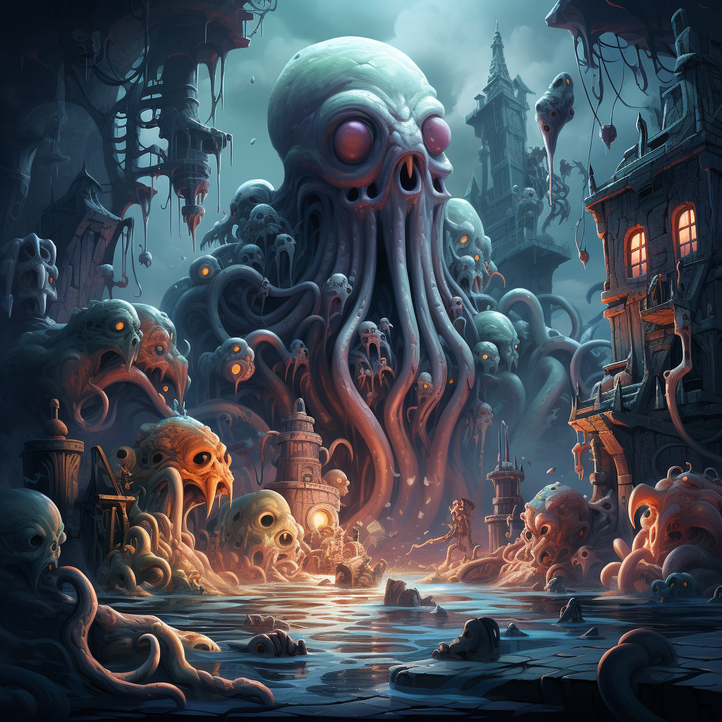 Cartoony Cthulu Game Concept Art