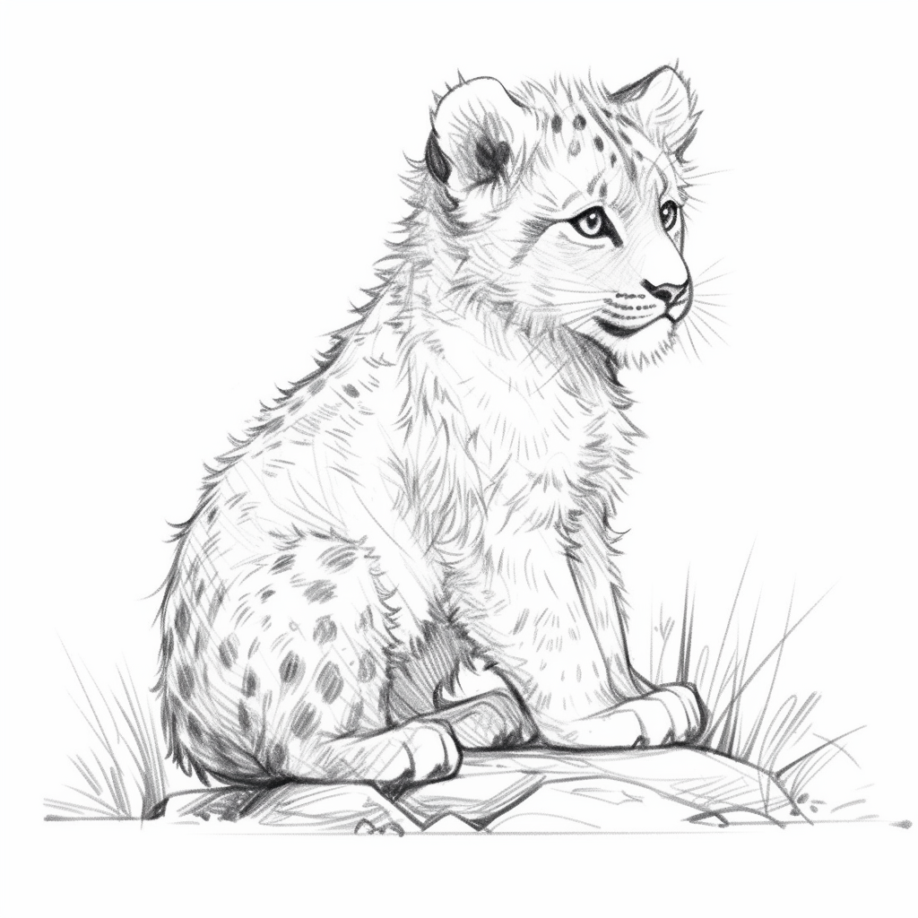 Cub Rough Sketch Lineart Realistic Animal