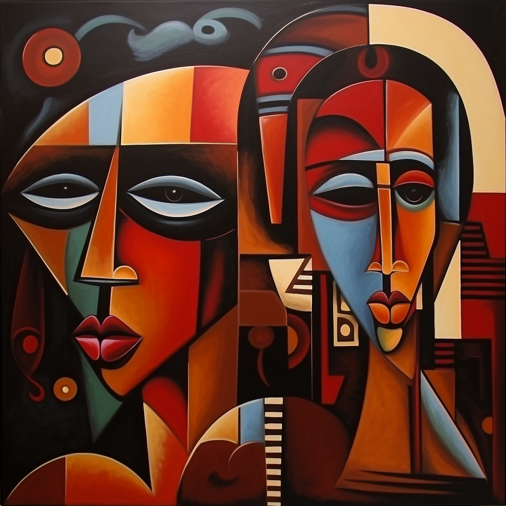 Abstract African art inspired by Cubism