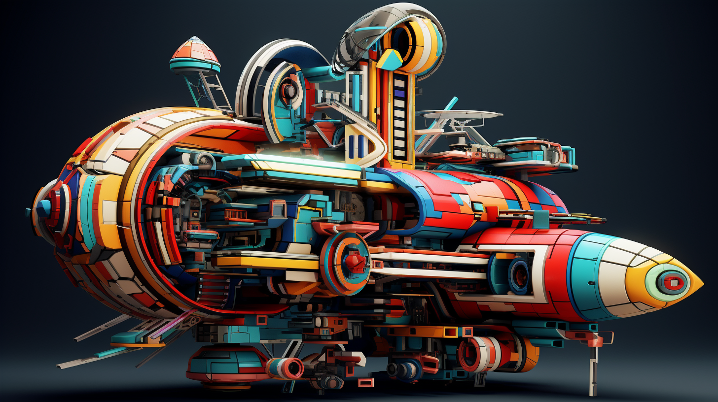 Futuristic Cubist Spaceship Rendering