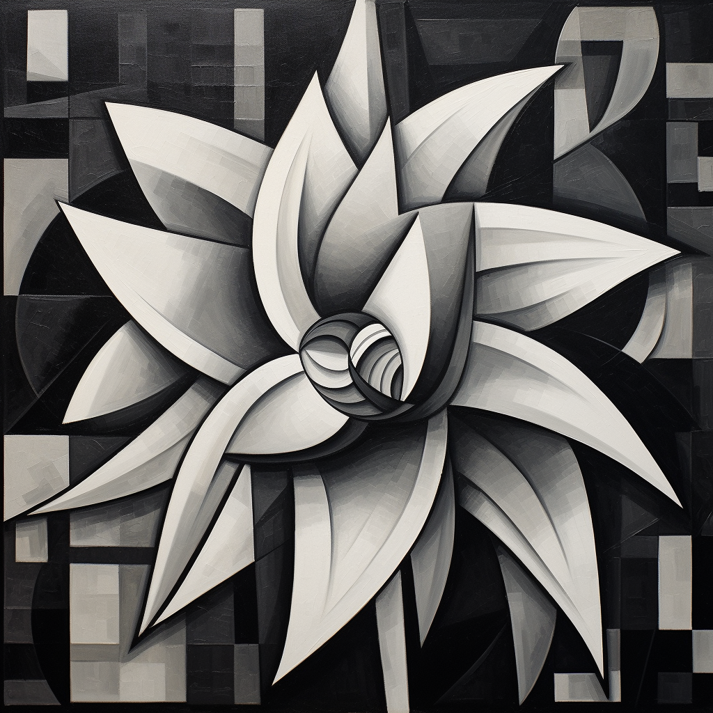 Cubist flower in black and white