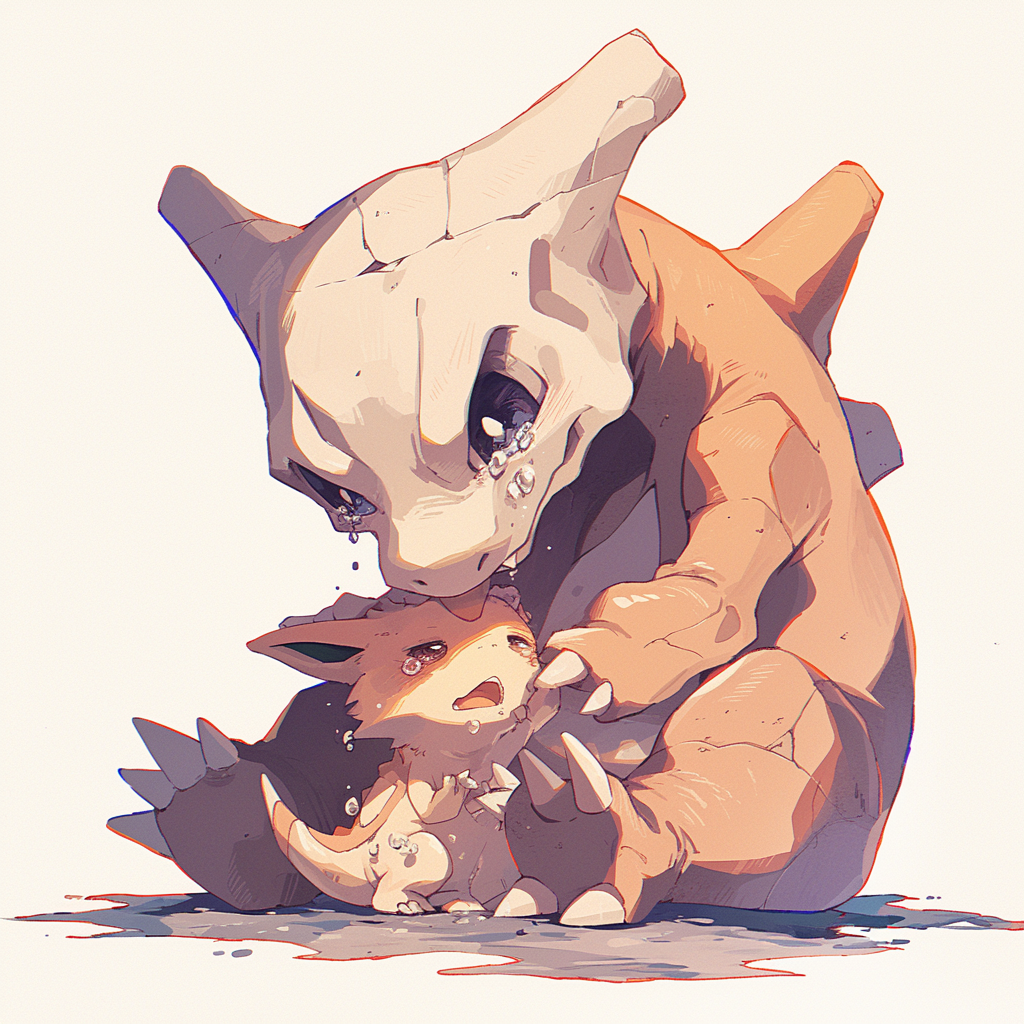 Cubone crying with mom Pokemon