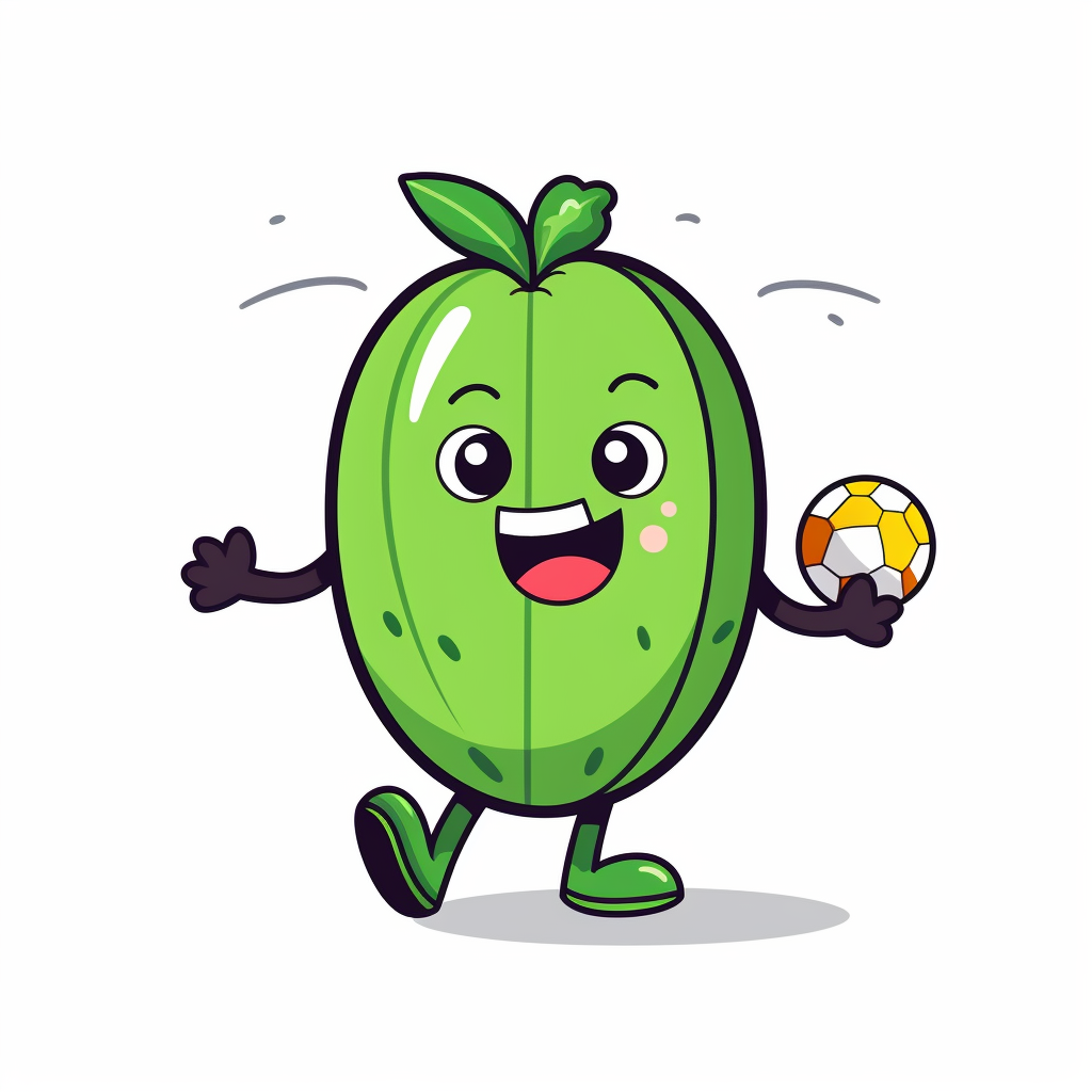 Cucumber Mascot Playing Football