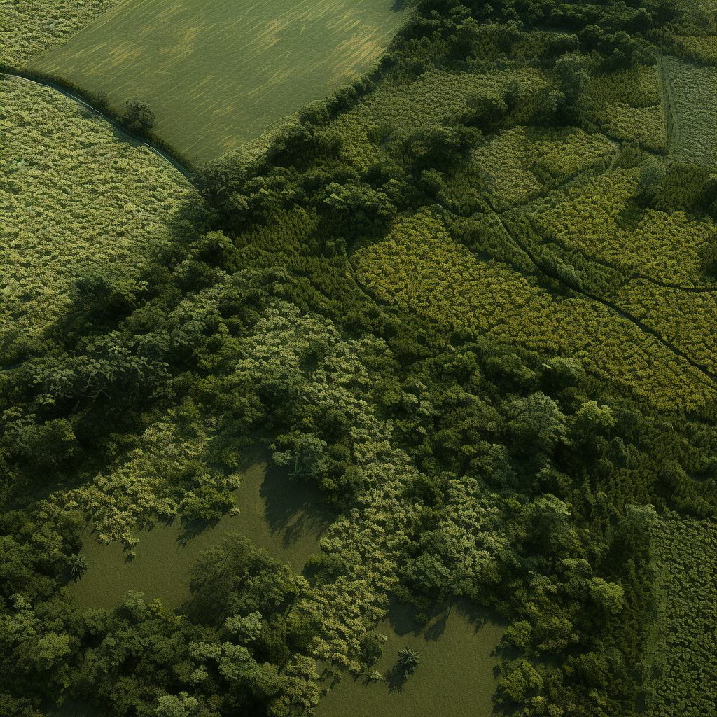 Texture map of cultivated fields with hedgerows