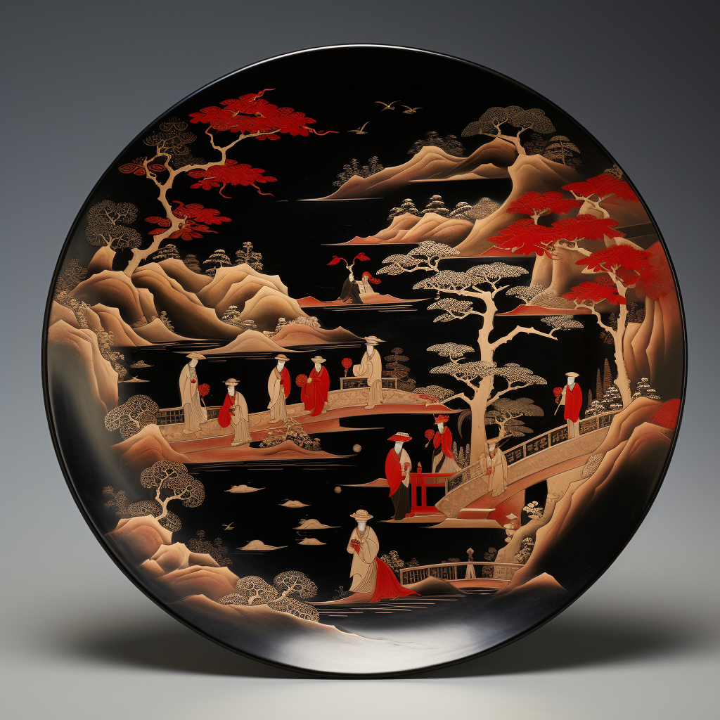 Japanese lacquerware plate with culture media