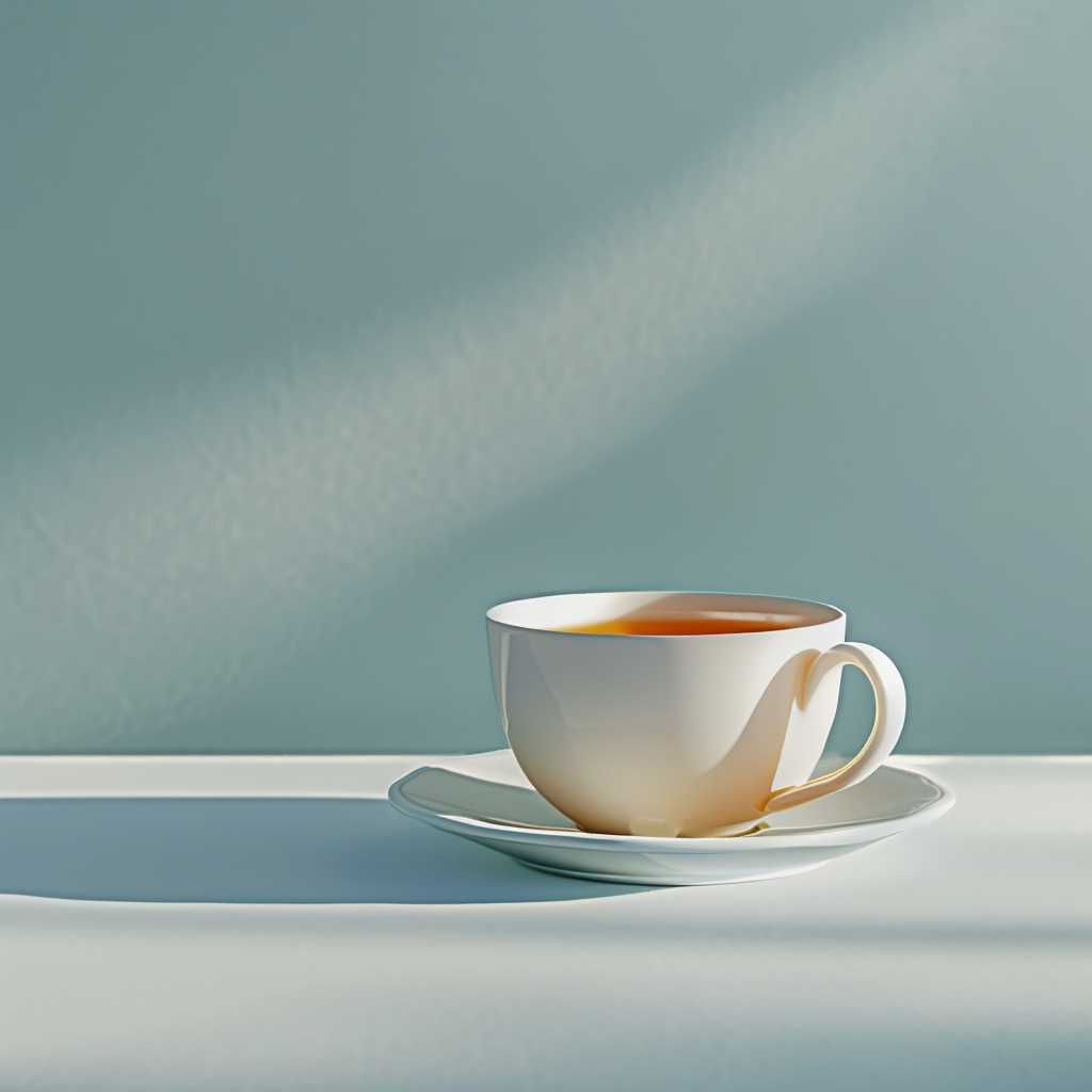 Cup of tea on plain background