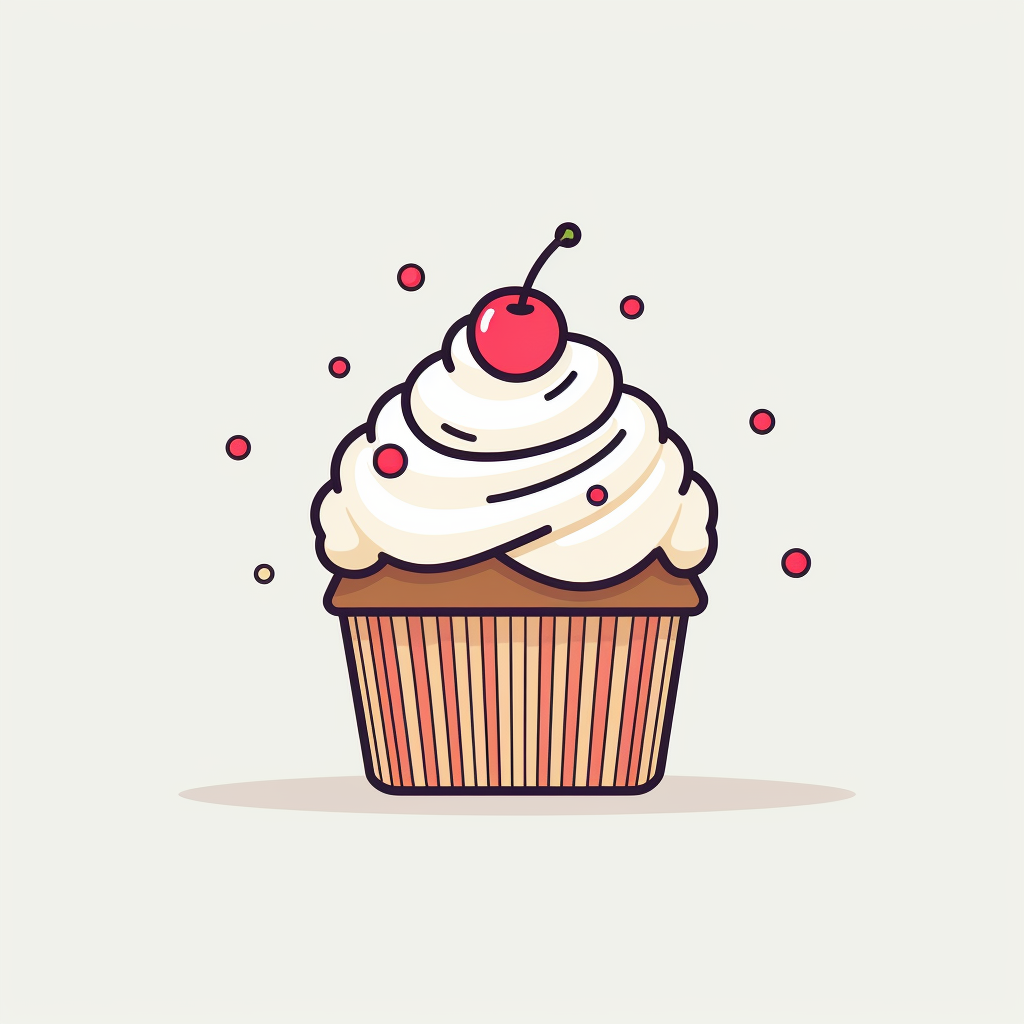 Cupcake line art on white background