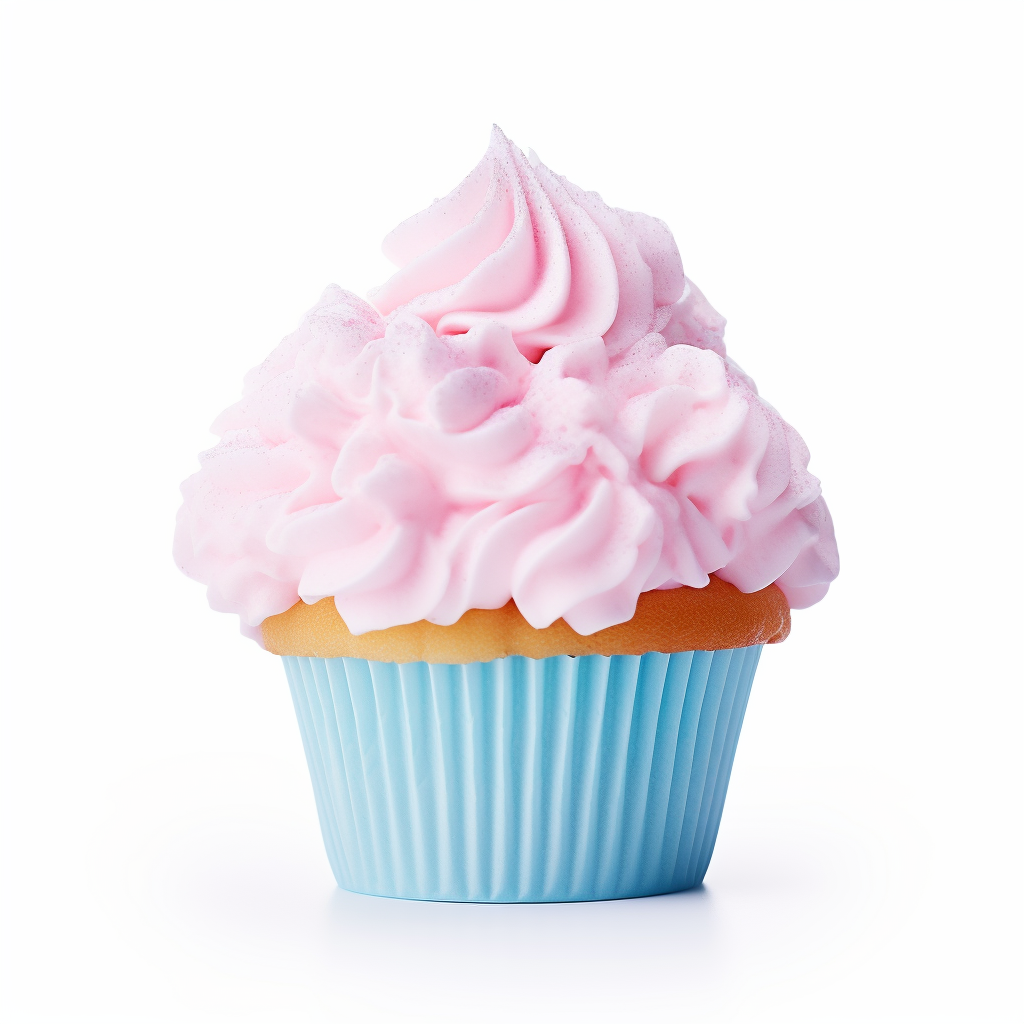 Cupcake with fluffy cotton candy topping