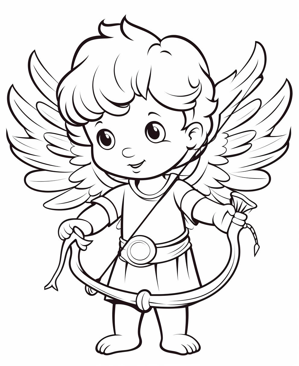 Cupid with bow and arrows cartoon