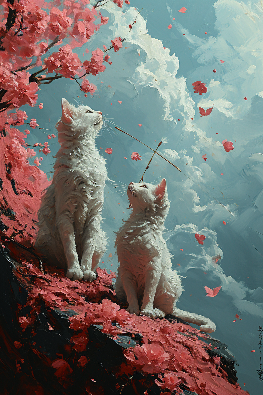 Adorable cupid cats shooting arrows